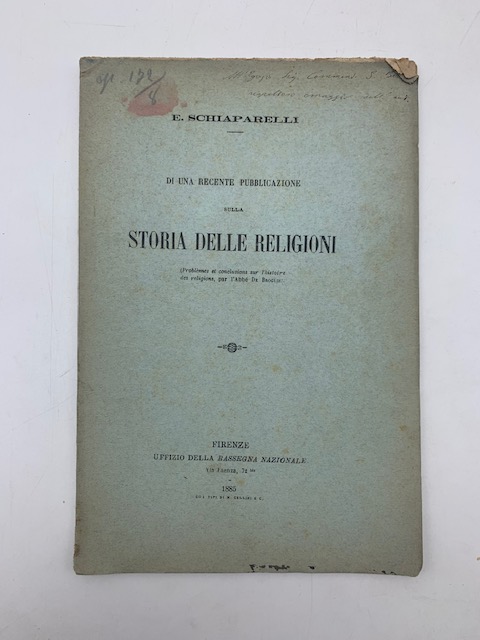 Di una recente pubblicazione sulla storia delle religioni